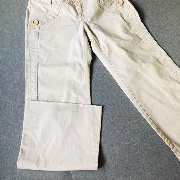 Banana Republic BEIGE Wide Leg Pants Bootcut Khaki Cotton Mid Rise Trousers Sz 0 - Picture 6 of 10